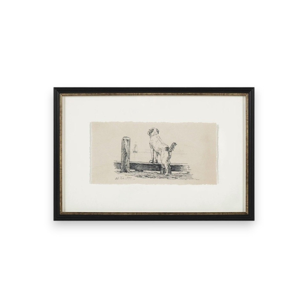 My Texas House Dog by the Beach Framed Wall Art 24x16‎